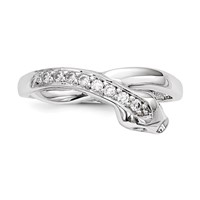 Sterling Silver Rhodium-plated CZ Snake Ring view 4