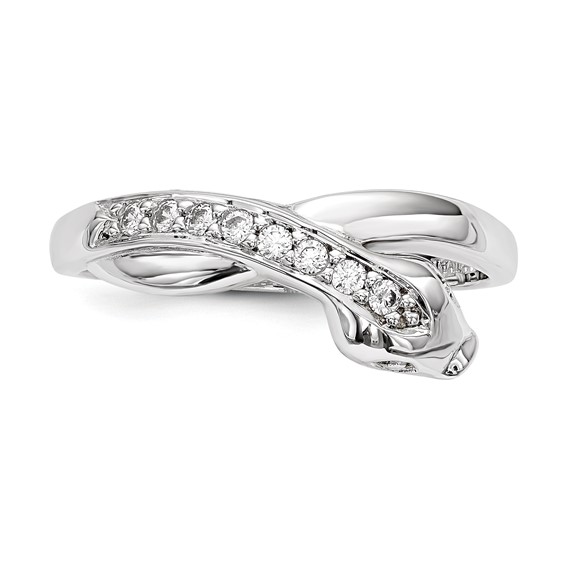 Sterling Silver Rhodium-plated CZ Snake Ring