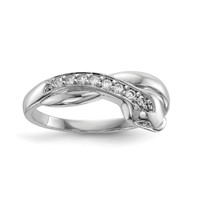 Sterling Silver Rhodium-plated CZ Snake Ring view 1