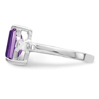 Sterling Silver Rhodium-plated Amethyst Ring view 4