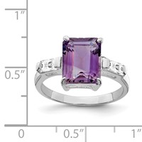 Sterling Silver Rhodium-plated Amethyst Ring view 3