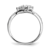 Sterling Silver Rhodium-plated Two Stone CZ Bypass Ring view 2