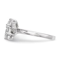 Sterling Silver Rhodium-plated Two Stone CZ Bypass Ring view 3