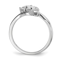 Sterling Silver Rhodium-plated CZ Two Stone Polished Ring view 2