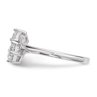 Sterling Silver Rhodium-plated CZ Two Stone Polished Ring view 3