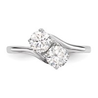 Sterling Silver Rhodium-plated CZ Two Stone Polished Ring view 4