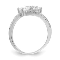 Sterling Silver Rhodium-plated CZ Two Stone Round Bypass Ring view 2