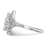 Sterling Silver Rhodium-plated CZ Two Stone Round Bypass Ring view 3