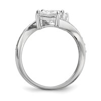 Sterling Silver Rhodium-plated CZ Two Stone Square Bypass Ring view 2