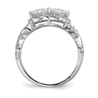 Sterling Silver Rhodium-plated CZ Two Stone Halo Ring view 2