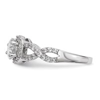 Sterling Silver Rhodium-plated CZ Two Stone Halo Ring view 3