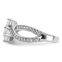 Sterling Silver Rhodium-plated CZ Two Stone Polished Ring view 3