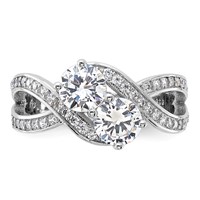 Sterling Silver Rhodium-plated CZ Two Stone Polished Ring view 4