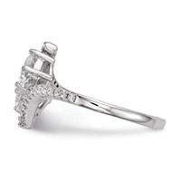Sterling Silver Rhodium-plated CZ Two Stone Polished Bypass Ring view 3