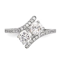 Sterling Silver Rhodium-plated CZ Two Stone Polished Bypass Ring view 4