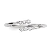 Sterling Silver Rhodium-plated CZ Adjustable Ring view 4