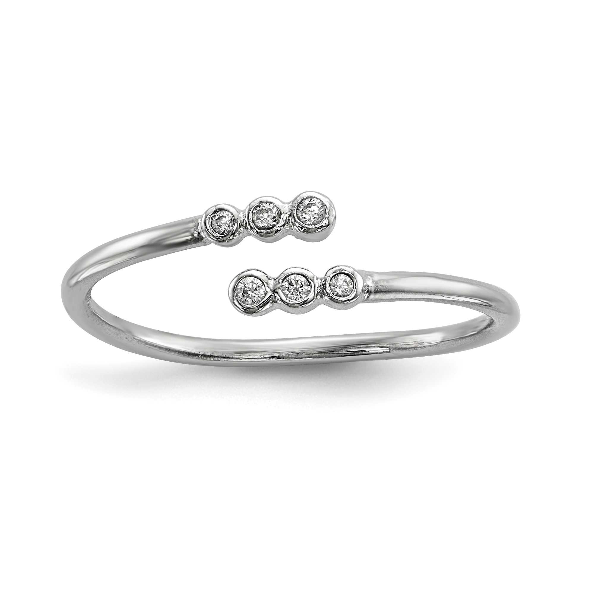 Sterling Silver Rhodium-plated CZ Adjustable Ring (QR6718-6)