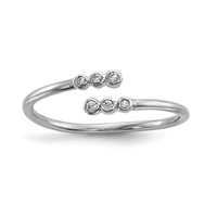 Sterling Silver Rhodium-plated CZ Adjustable Ring view 1