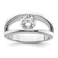 Sterling Silver Rhodium-plated CZ Ring view 1