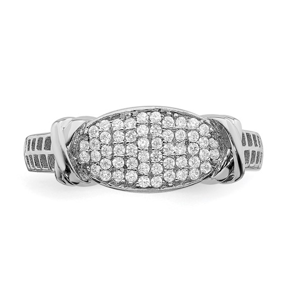 Sterling Silver Rhodium-plated CZ Ring