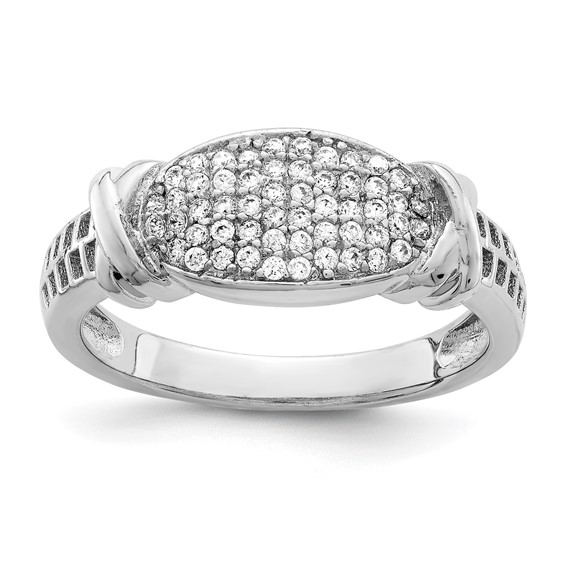 Sterling Silver Rhodium-plated CZ Ring