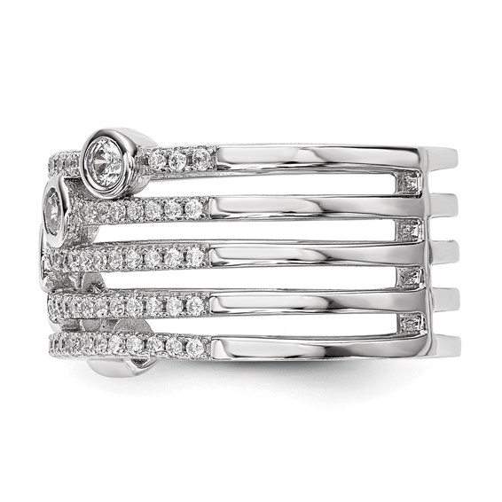 Pure Fire Sterling Silver Rhod-plated CZ Ring