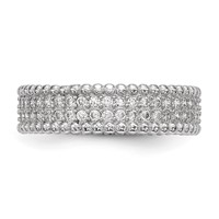 Sterling Silver Rhodium-plated Polished CZ 5.0mm Band view 3