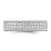 Sterling Silver Rhodium-plated Polished CZ 5.0mm Band view 4