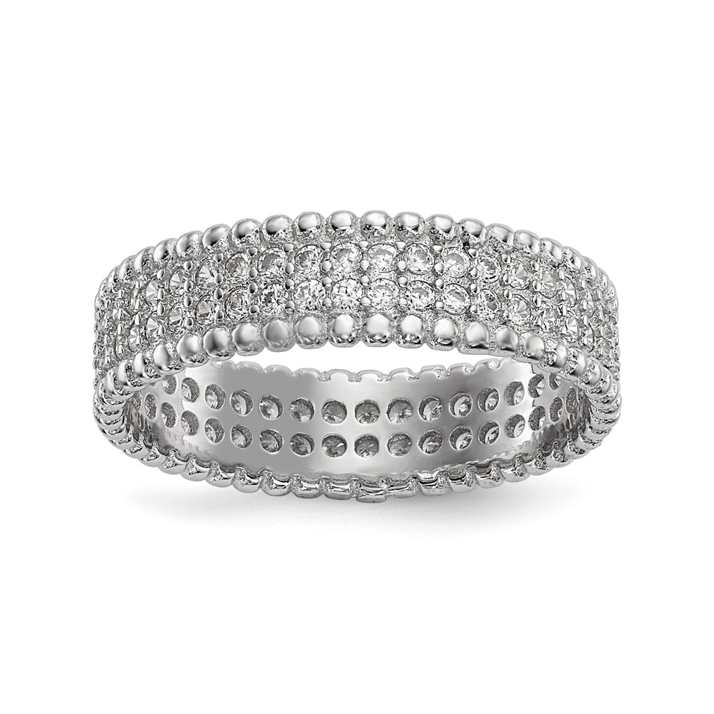 Sterling Silver Rhodium-plated Polished CZ 5.0mm Band