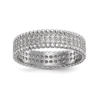 Sterling Silver Rhodium-plated Polished CZ 5.0mm Band view 1
