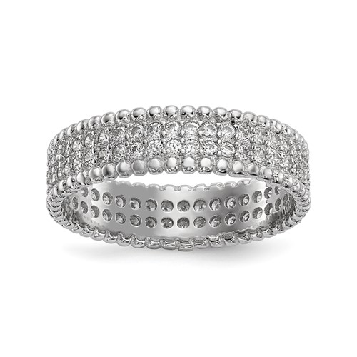 Sterling Silver Rhodium-plated Polished CZ 5.0mm Band