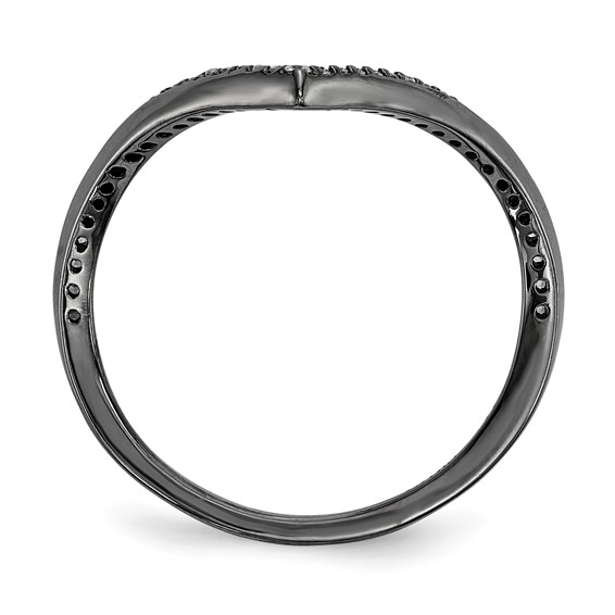 Sterling Silver Rhodium & Black-plate, Gold & Rose-tone CZ 4 Ring Set