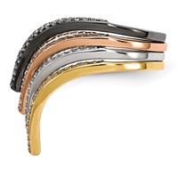 Sterling Silver Rhodium & Black-plate, Gold & Rose-tone CZ 4 Ring Set view 3