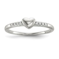 Sterling Silver CZ Heart Ring view 1