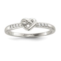 Sterling Silver CZ Heart Ring view 1