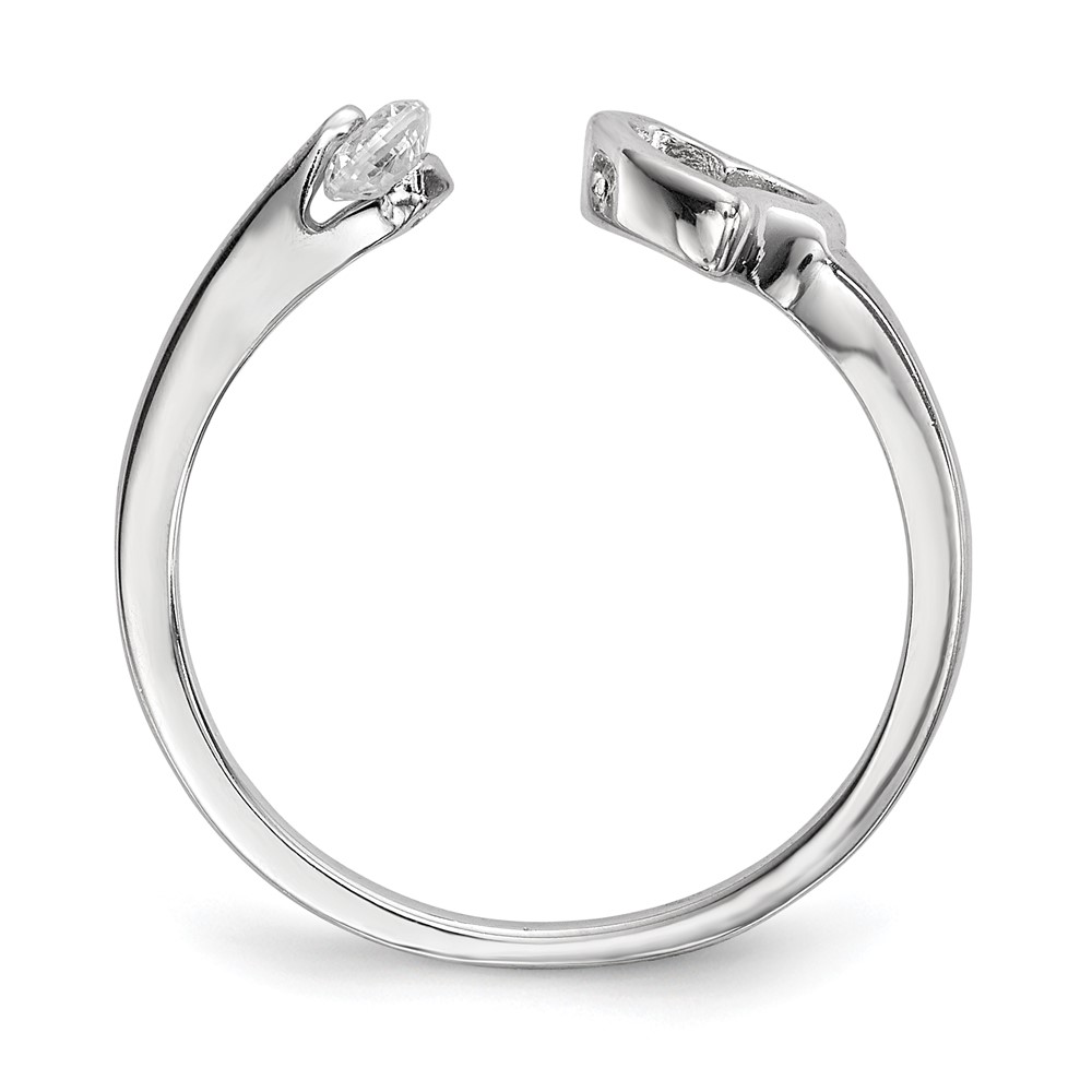 Sterling Silver Rhodium-plated Open Heart CZ Polished Ring (QR6742-8)