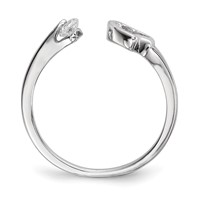 Sterling Silver Rhodium-plated Open Heart CZ Polished Ring view 2