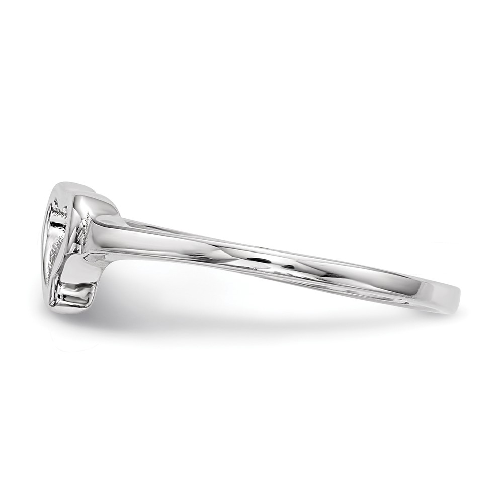 Sterling Silver Rhodium-plated Open Heart CZ Polished Ring (QR6742-8)