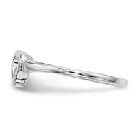 Sterling Silver Rhodium-plated Open Heart CZ Polished Ring view 3
