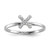 Sterling Silver Rhodium-plated CZ X & O 2-Ring Set view 5