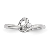 Sterling Silver Rhodium-plated Polished Ring with CZ view 4