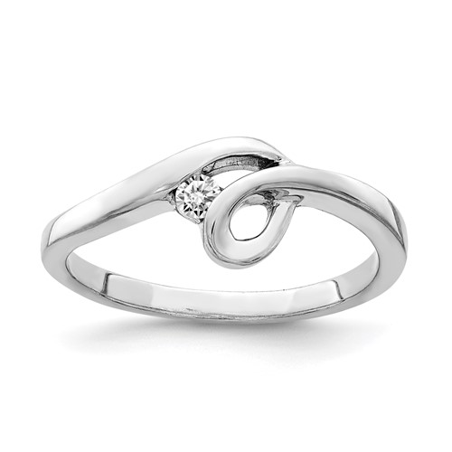 Sterling Silver Rhodium-plated Polished Ring with CZ