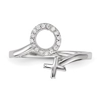 Sterling Silver Rhodium-plated X and O CZ Ring view 4