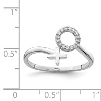 Sterling Silver Rhodium-plated X and O CZ Ring view 5