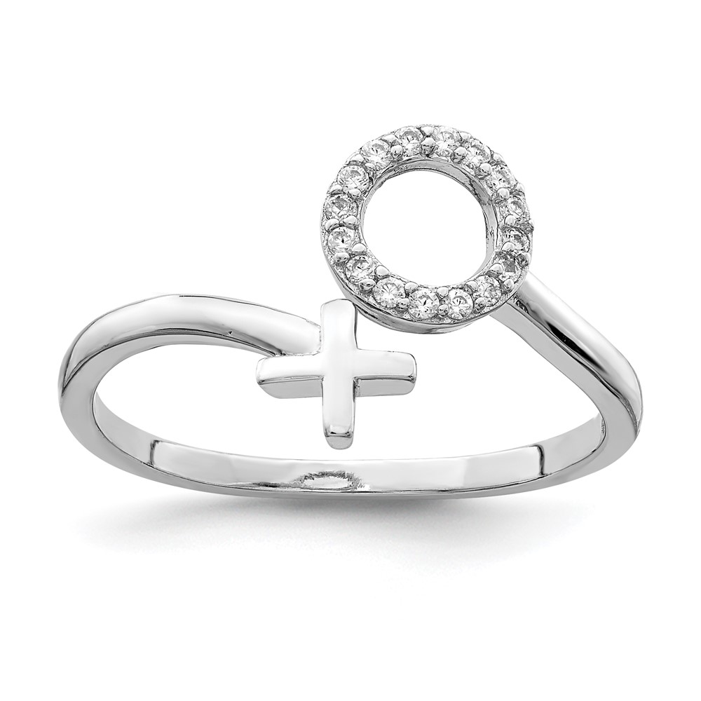 Sterling Silver Rhodium-plated X and O CZ Ring