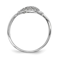 Sterling Silver Rhodium-plated CZ Heart Lock and Key Ring view 2