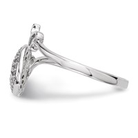 Sterling Silver Rhodium-plated CZ Heart Lock and Key Ring view 3