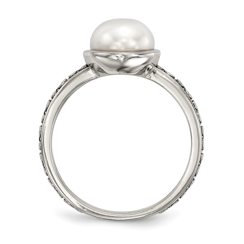 Sterling Silver w/14k Antiqued 8mm Button FWC Pearl Set of 3 Rings (QR6752-7)