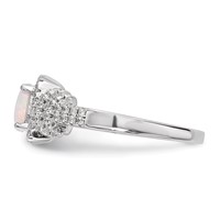 Sterling Silver Rhodium-plated CZ and Lab Created White Opal Ring view 3
