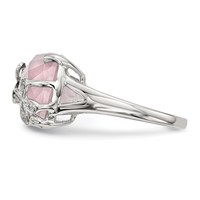 Sterling Silver Rhodium-plated Rose Quartz White Sapphire Ring view 3